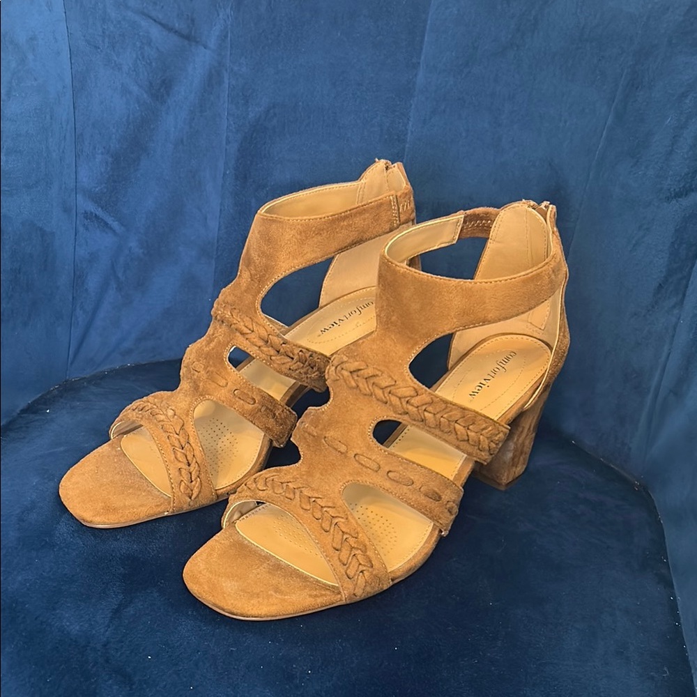 Brown Suede Women's Heeled Sandals